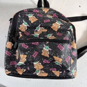 Star Wars MINI Backpack Black Multi-Color Grogu Baby Yoda EUC